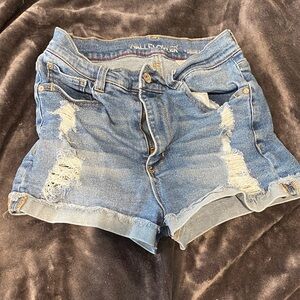 Wallflower Distressed Light Blue Jean Shorts